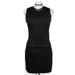 EXPRESS Black dress with faux leather trim, M, NWT